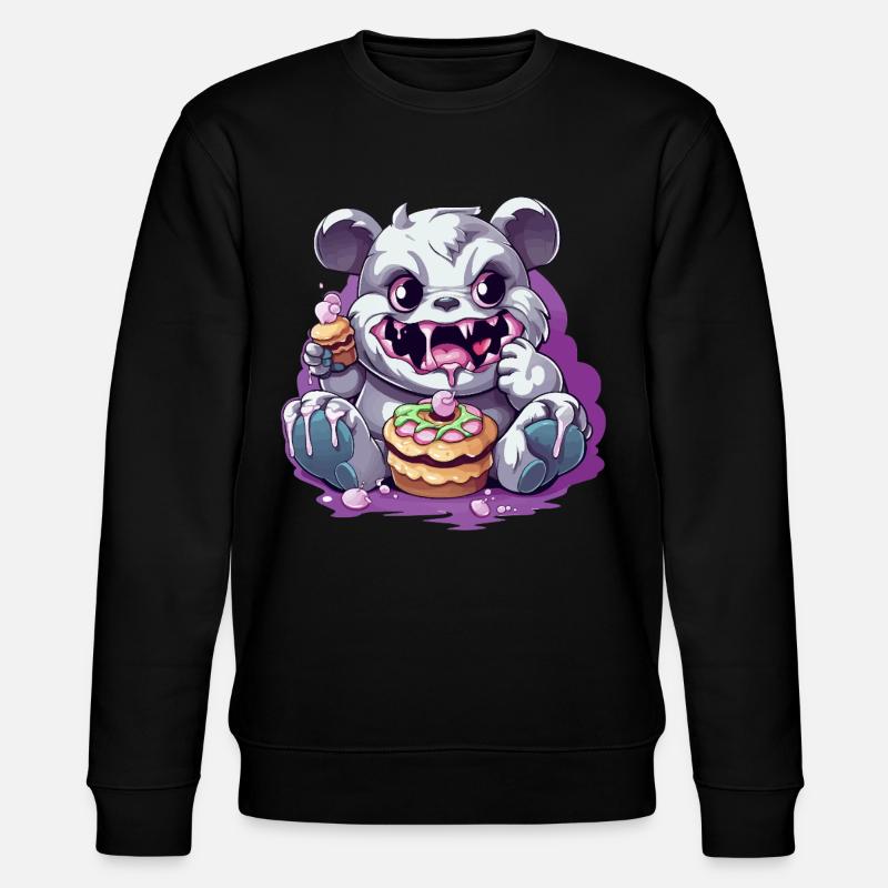 Süßer Panda-Monster mit Süßigkeiten - Stanley/Stella Unisex Bio-Sweatshirt CHANGER  - Schwarz