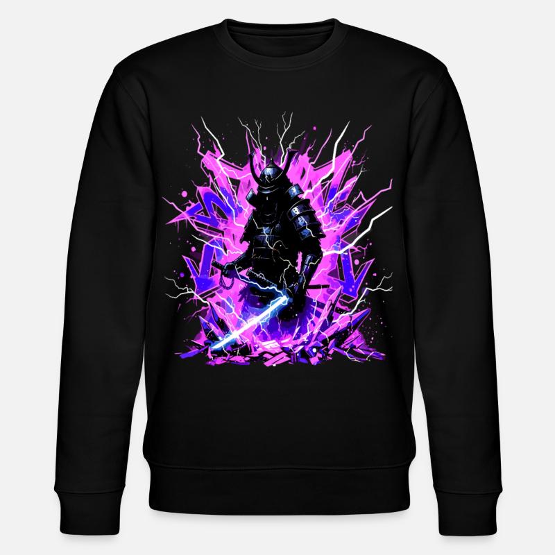 Cyber Samurai – Synthwave Katana Spirit - Stanley/Stella CHANGER Unisex Organic Sweatshirt - black