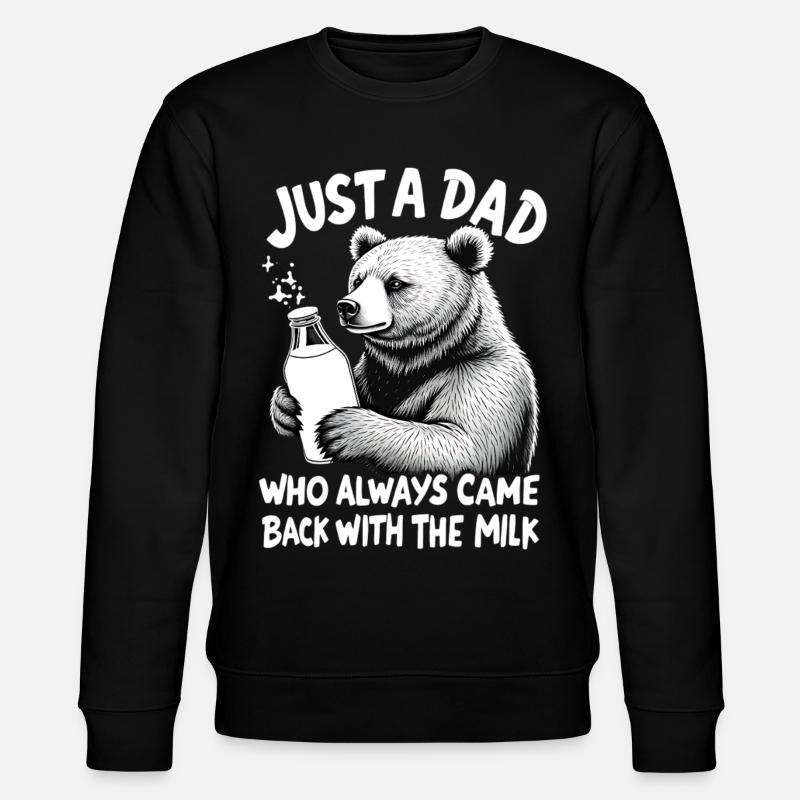 Bär mit Milch – Vatertier Spruch - Stanley/Stella Unisex Bio-Sweatshirt CHANGER  - Schwarz