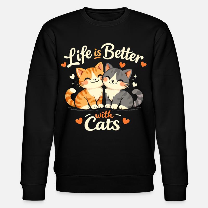 Leben Besser Mit Katzen - Stanley/Stella Unisex Bio-Sweatshirt CHANGER  - Schwarz