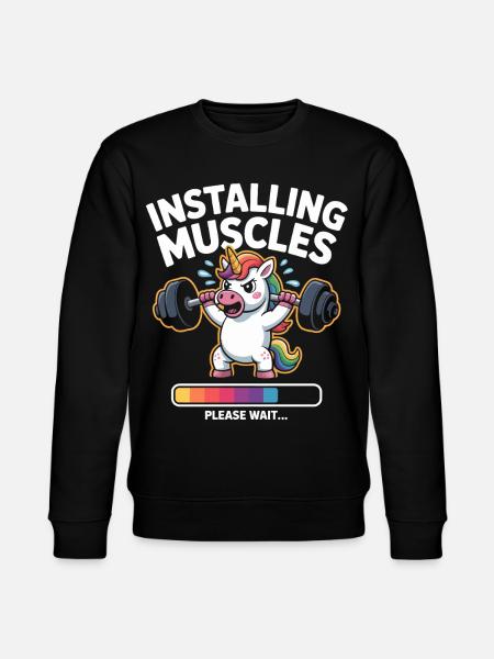 Unicorn lifts weights - Stanley/Stella CHANGER Unisex Organic Sweatshirt - black