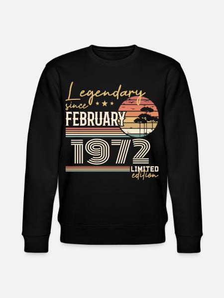 Février 1972 anniversaire 1972 légendes Février - Sweat bio CHANGER Stanley/Stella Unisexe - noir