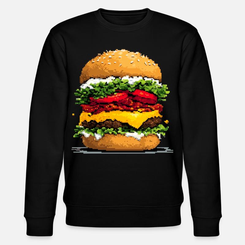 Pixelhamburger Retro Pixelkunst - Stanley/Stella Unisex Bio-Sweatshirt CHANGER  - Schwarz