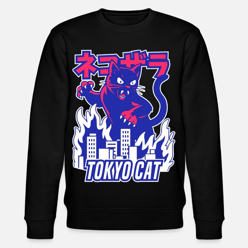 Retro Monster Katze - Stanley/Stella Unisex Bio-Sweatshirt CHANGER  - Schwarz