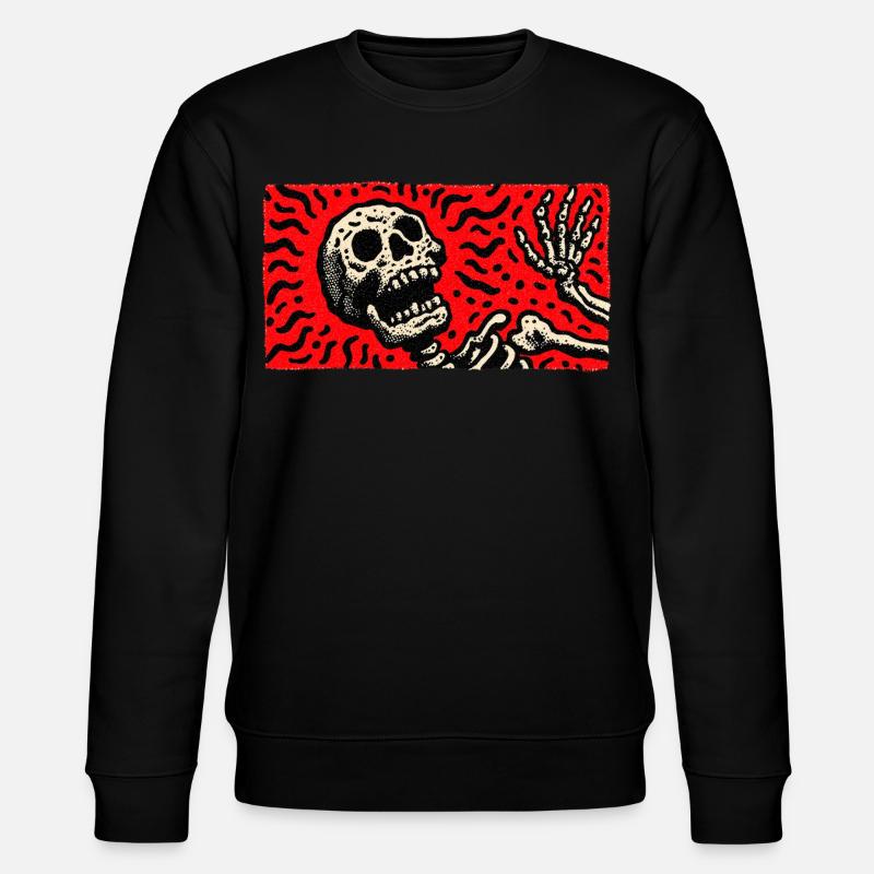Skelett im Blutrot Retro-Print - Stanley/Stella Unisex Bio-Sweatshirt CHANGER  - Schwarz