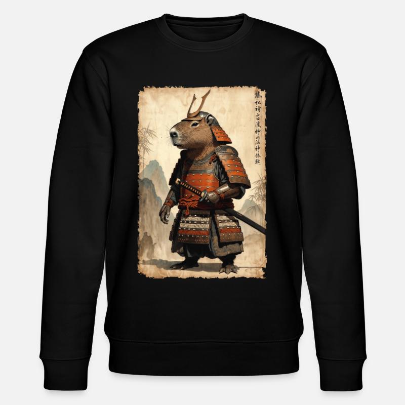 Samurai, Capybara, Japanische Kunst, Anime - Stanley/Stella Unisex Bio-Sweatshirt CHANGER  - Schwarz