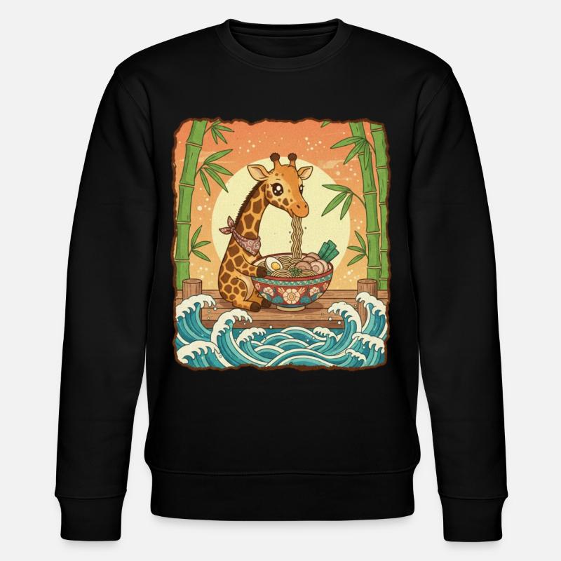 Kawaii Giraffe Ramen Nudeln - Stanley/Stella Unisex Bio-Sweatshirt CHANGER  - Schwarz