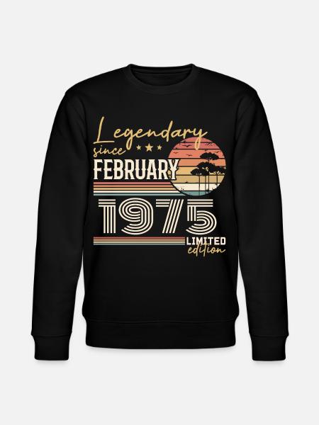 February 1975 Anniversary 1975 Legends February - Stanley/Stella CHANGER Unisex Organic Sweatshirt - black