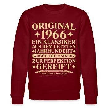 Original 1966 Classic Last Century - Stanley/Stella CHANGER Unisex Organic Sweatshirt - burgundy - Front - Nik (191cm) & Marisol (170cm)