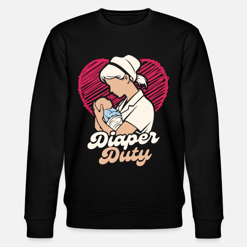 NICU Krankenschwester Diaper Duty - Stanley/Stella Unisex Bio-Sweatshirt CHANGER - Schwarz