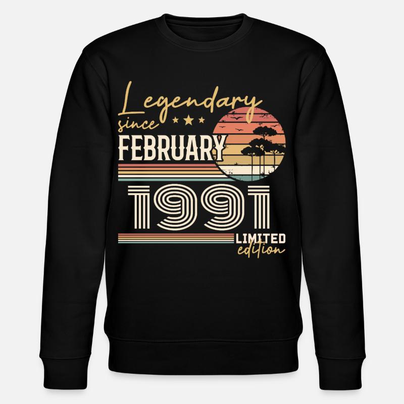 Février 1991 anniversaire 1991 légendes Février - Sweat bio CHANGER Stanley/Stella Unisexe - noir