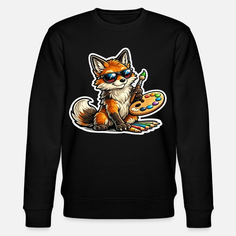 Naughty Fox Painter with Palette - Stanley/Stella CHANGER Unisex Organic Sweatshirt - black