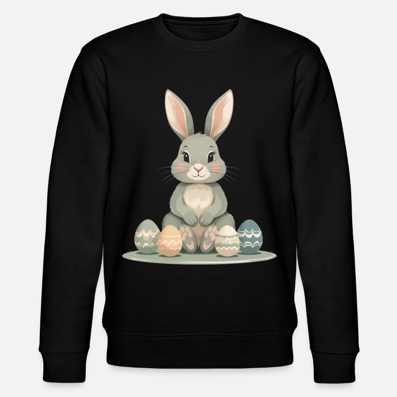 Pastel Bunny Easter Eggs - Stanley/Stella CHANGER Unisex Organic Sweatshirt - black