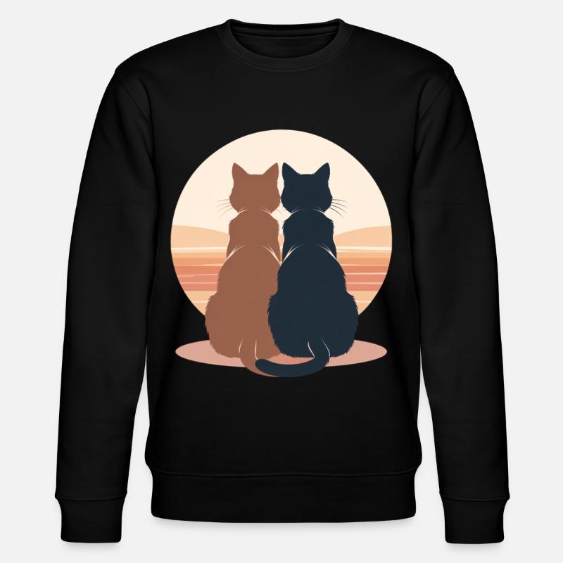 Deux chats au coucher du soleil - Sweat bio CHANGER Stanley/Stella Unisexe - noir