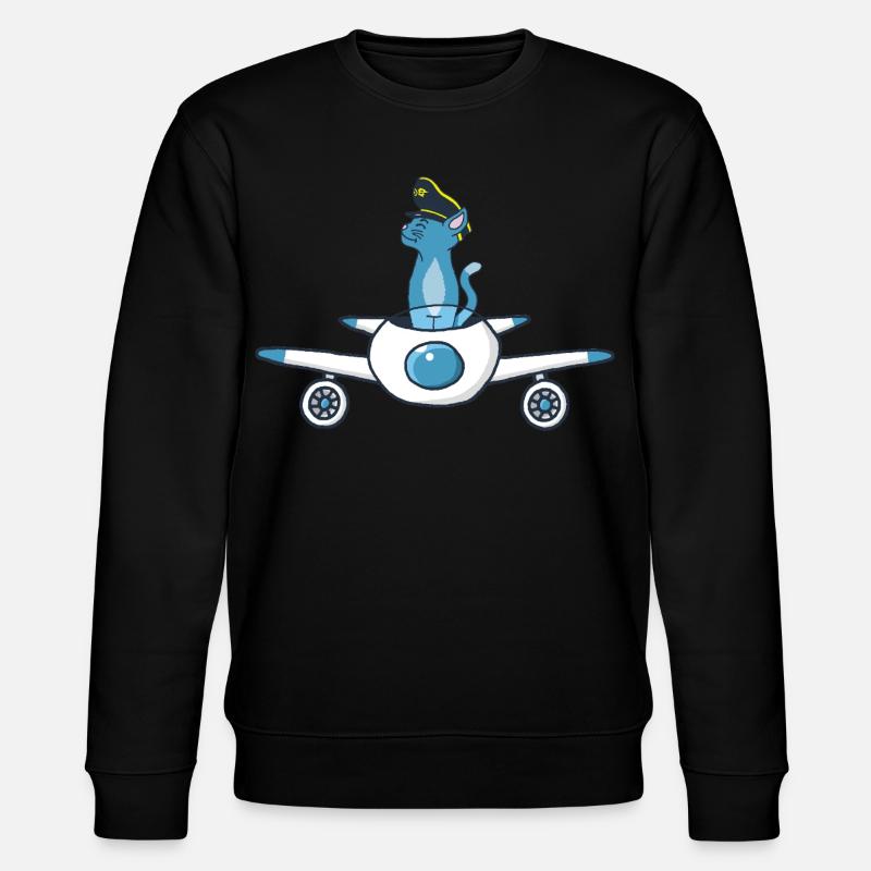 Flugzeugpilot Katze - Stanley/Stella Unisex Bio-Sweatshirt CHANGER  - Schwarz