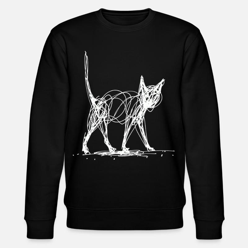 Minimalistisch, Gezeichnete Katze, Minimalismus - Stanley/Stella Unisex Bio-Sweatshirt CHANGER  - Schwarz
