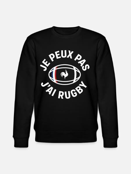 French Rugby Rooster – I Can't - Stanley/Stella CHANGER Unisex Organic Sweatshirt - black