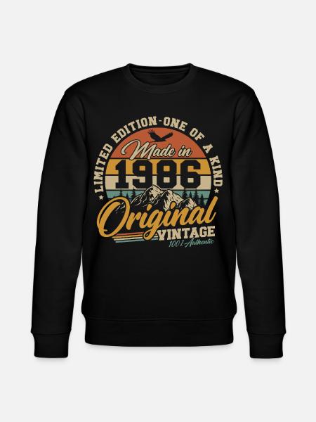 1986 Vintage Fødselsdagsgave Retro - Stanley/Stella økologisk unisex-sweatshirt CHANGER  - sort