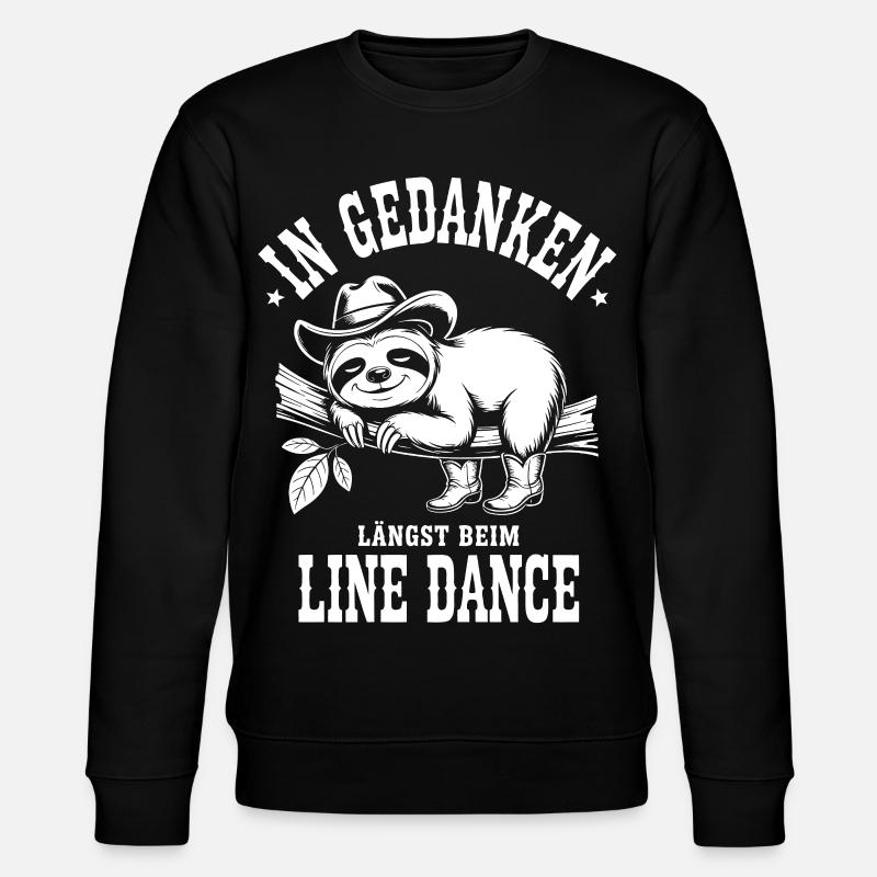 Faultier Line Dance Gedanken - Stanley/Stella Unisex Bio-Sweatshirt CHANGER  - Schwarz