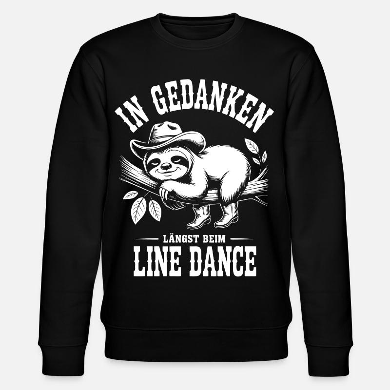 Faultier Line Dance Gedanken - Stanley/Stella Unisex Bio-Sweatshirt CHANGER  - Schwarz
