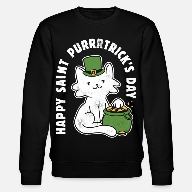 Frohen St. Purrrtrick's Day - Stanley/Stella Unisex Bio-Sweatshirt CHANGER  - Schwarz