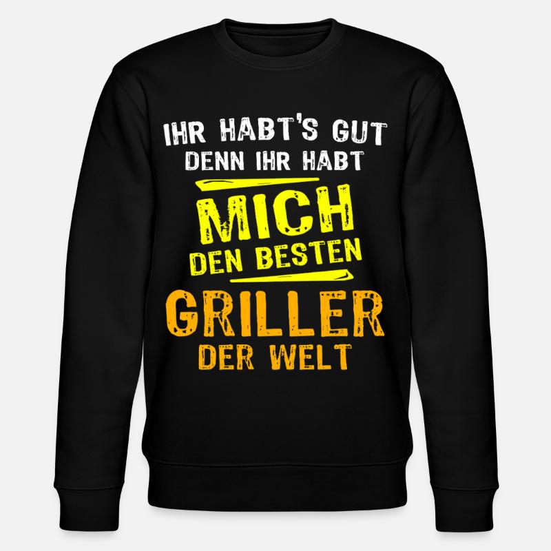 Griller Geschenk - Stanley/Stella Unisex Bio-Sweatshirt CHANGER  - Schwarz