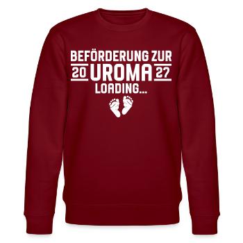 Beförderung zur Uroma 2027 loading - Stanley/Stella Unisex Bio-Sweatshirt CHANGER  - Burgunderrot - Vorne - Nik (191cm) & Marisol (170cm)