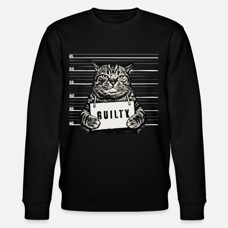 Grim Cat – Mugshot Guilty Design - Stanley/Stella CHANGER Unisex Organic Sweatshirt - black