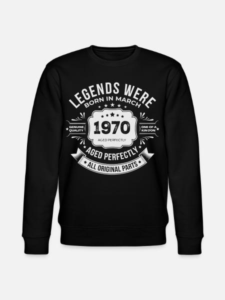 March 1970 Birthday 1970 Legends Mars - Stanley/Stella CHANGER Unisex Organic Sweatshirt - black