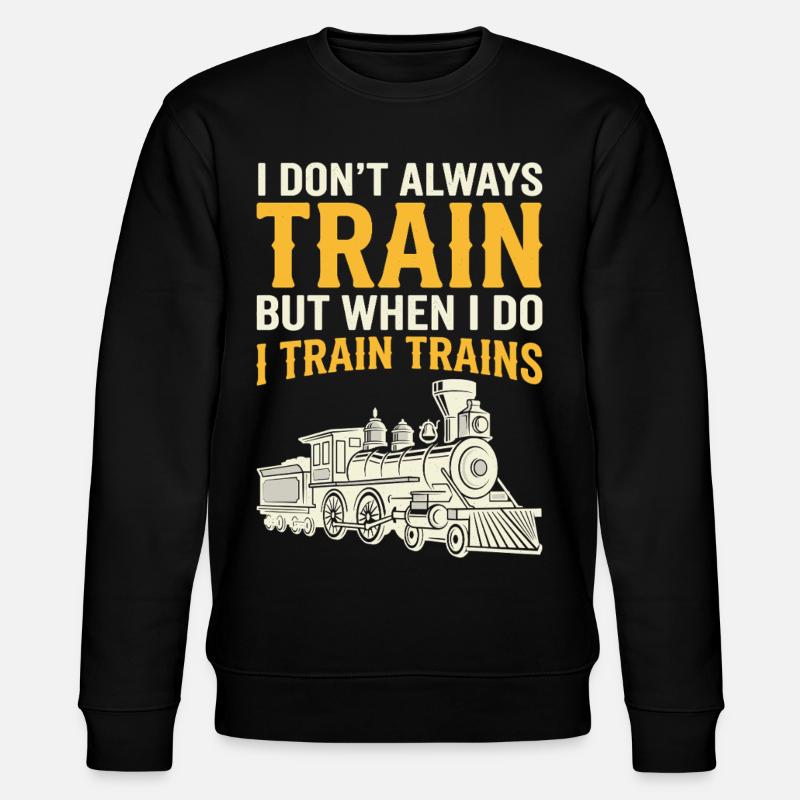 I Train Trains Dampflok Wortwitz - Stanley/Stella Unisex Bio-Sweatshirt CHANGER  - Schwarz