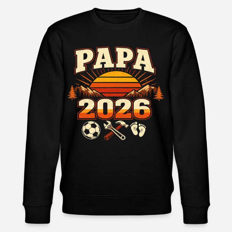 Papa 2026 Loading Geschenk Werdender Vater - Stanley/Stella Unisex Bio-Sweatshirt CHANGER  - Schwarz