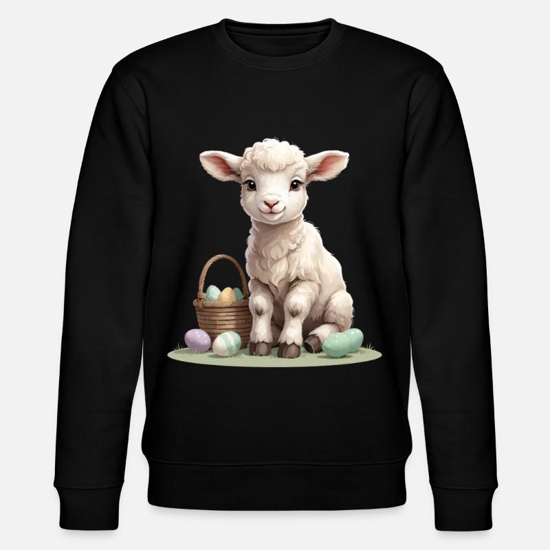 Agneau pastel avec œufs de Pâques - Sweat bio CHANGER Stanley/Stella Unisexe - noir