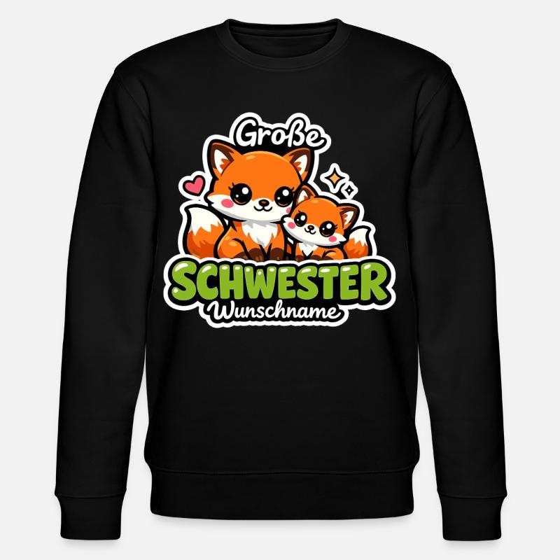 Große Schwester Geschenk Füchse 2026 - Stanley/Stella Unisex Bio-Sweatshirt CHANGER - Schwarz