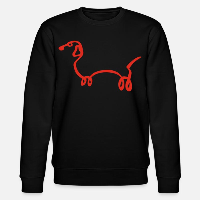 Minimalistischer Roter Wursthund - Stanley/Stella Unisex Bio-Sweatshirt CHANGER  - Schwarz