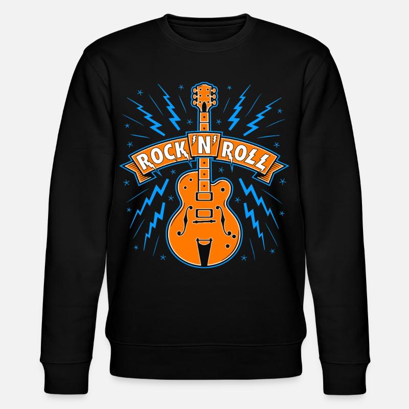 Rock'N'Roll-Banner mit Gitarre - Stanley/Stella Unisex Bio-Sweatshirt CHANGER  - Schwarz