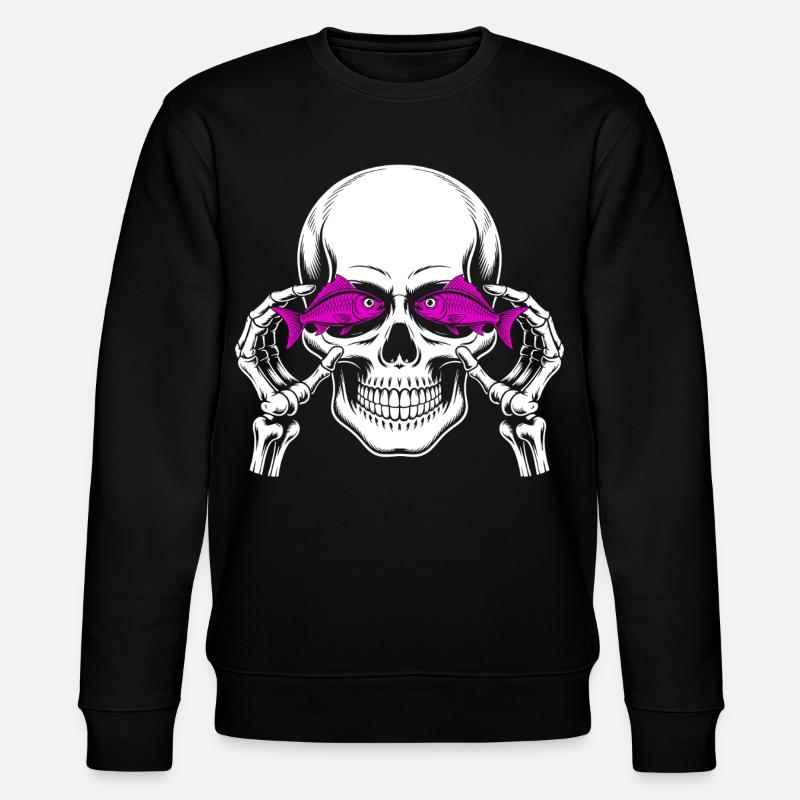 Skull and crossbones with fish - Stanley/Stella CHANGER Unisex Organic Sweatshirt - black