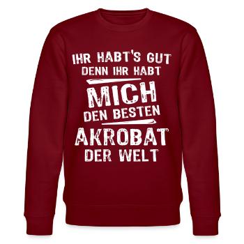 Akrobat - Stanley/Stella Unisex Bio-Sweatshirt CHANGER  - Burgunderrot - Vorne - Nik (191cm) & Marisol (170cm)