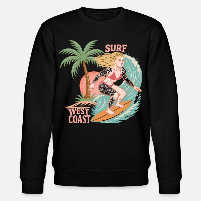 Surfen an der Westküste - Stanley/Stella Unisex Bio-Sweatshirt CHANGER  - Schwarz