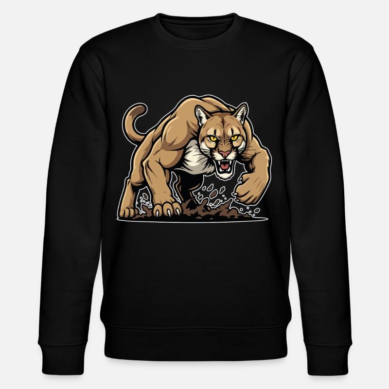 Cougar Berglöwe Wildmaskottchen - Stanley/Stella Unisex Bio-Sweatshirt CHANGER  - Schwarz