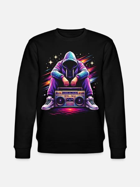Retro 80s Boombox Illustration - Stanley/Stella CHANGER Unisex Organic Sweatshirt - black