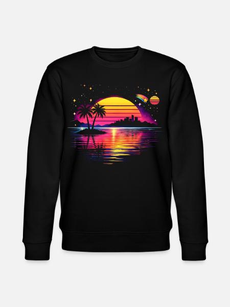 Retro sunset 80s illustration - Stanley/Stella CHANGER Unisex Organic Sweatshirt - black