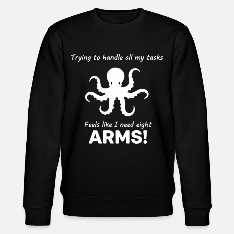 Lustiger Oktopus Stress Büro - Stanley/Stella Unisex Bio-Sweatshirt CHANGER  - Schwarz