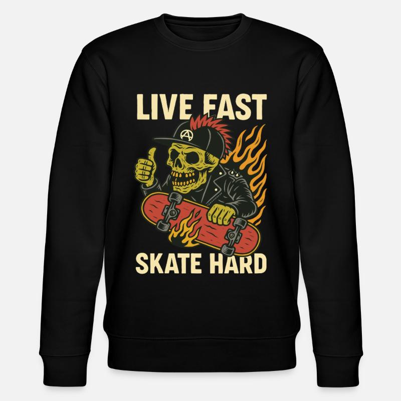 Live Quick Skate Hard Skull - Stanley/Stella Unisex Bio-Sweatshirt CHANGER  - Schwarz