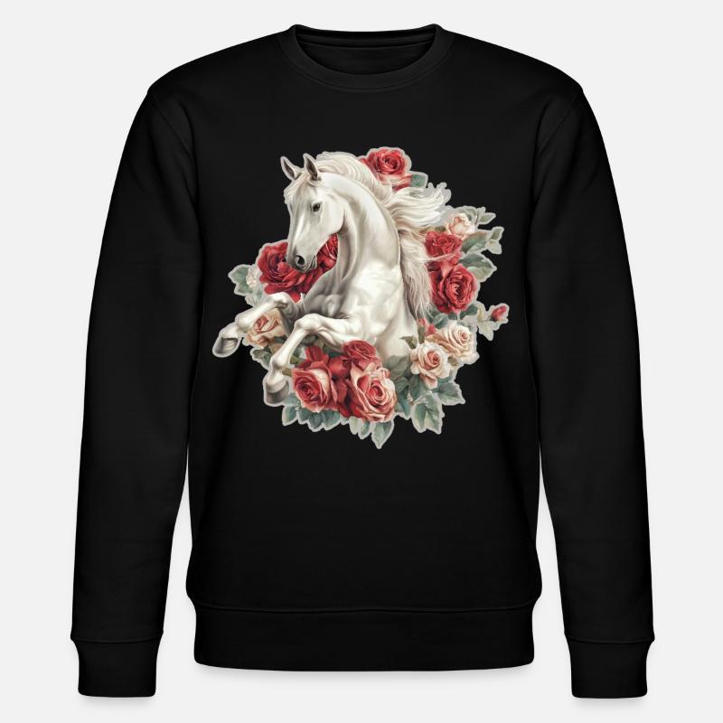 Pferd mit Rosen - Stanley/Stella Unisex Bio-Sweatshirt CHANGER  - Schwarz