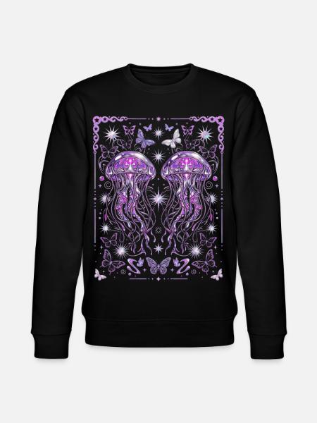Y2K Jellyfish Aesthetic Ocean Graphic - Stanley/Stella CHANGER Unisex Organic Sweatshirt - black