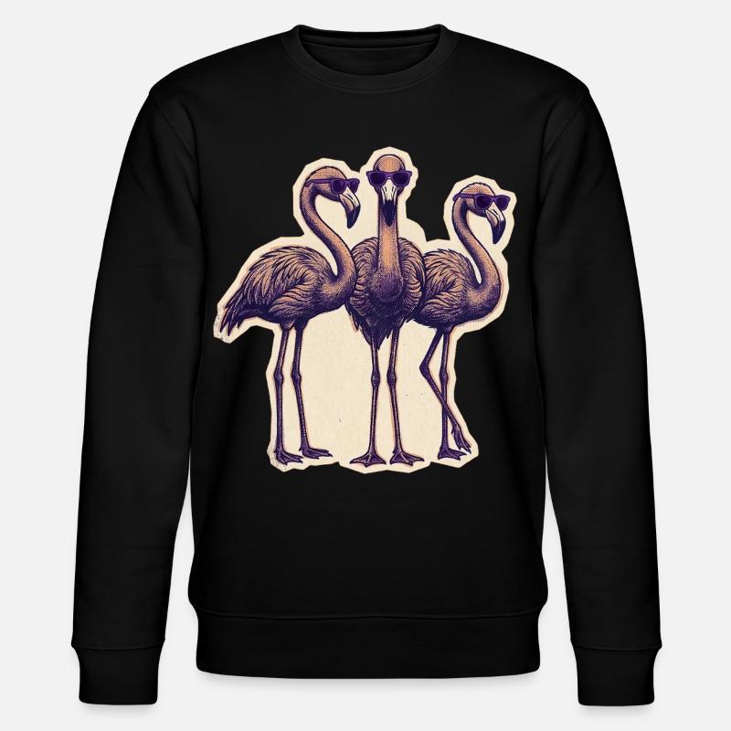 Flamingos Mit Sonnenbrille - Stanley/Stella Unisex Bio-Sweatshirt CHANGER  - Schwarz
