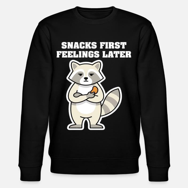 SNACKS FIRST FEELINGS LATER Waschbär - Stanley/Stella Unisex Bio-Sweatshirt CHANGER  - Schwarz