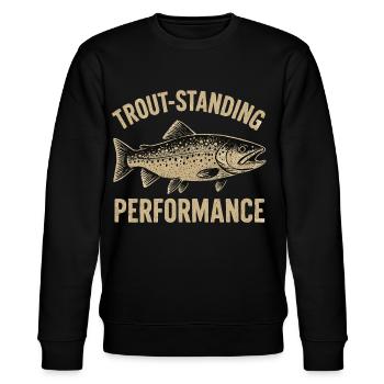 Forellen Angeln Spruch Trout-standing Performance - Stanley/Stella Unisex Bio-Sweatshirt CHANGER  - Schwarz - Vorne - Nik (191cm) & Marisol (170cm)