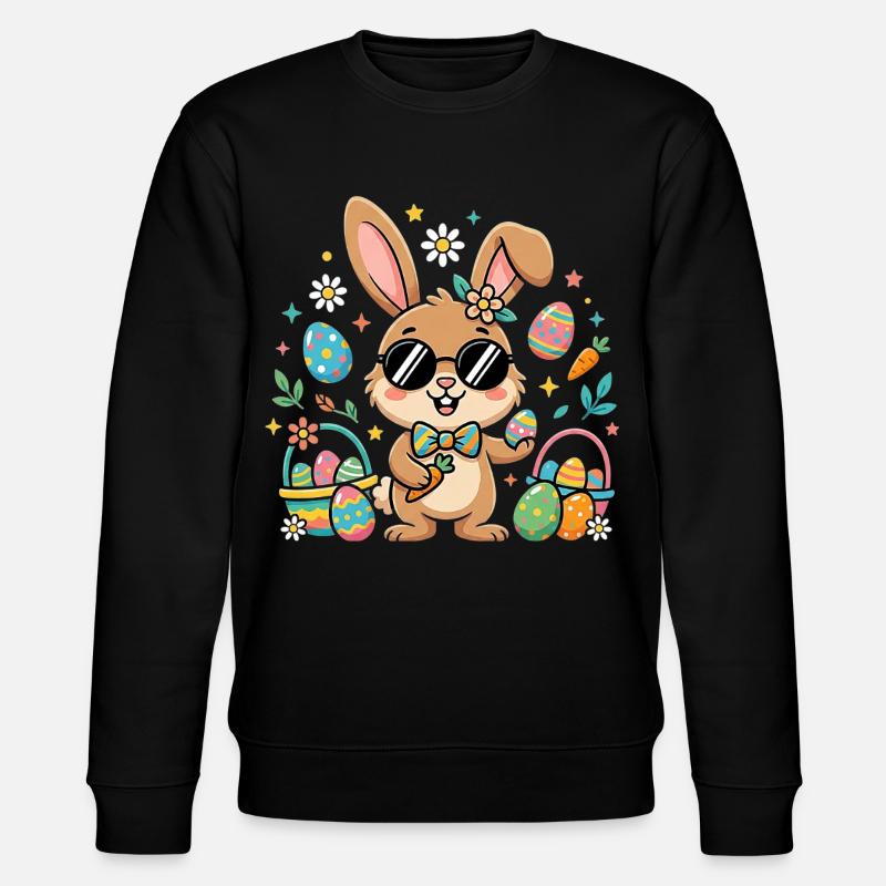 Frohe Ostern Cooler Hase - Stanley/Stella Unisex Bio-Sweatshirt CHANGER  - Schwarz