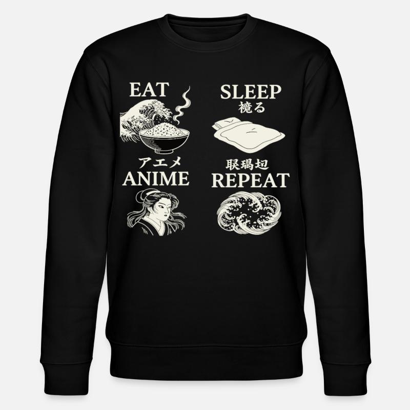 MANGER DORMIR ANIME RÉPÉTER - Sweat bio CHANGER Stanley/Stella Unisexe - noir